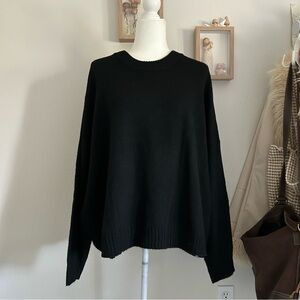 NWT Free Assembly Sweater in Black Recycled Materials Soft Long Sleeve Crew Mock